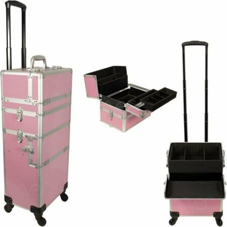 VER Pink Stripe Pro Makeup Rolling Case JMT001-63